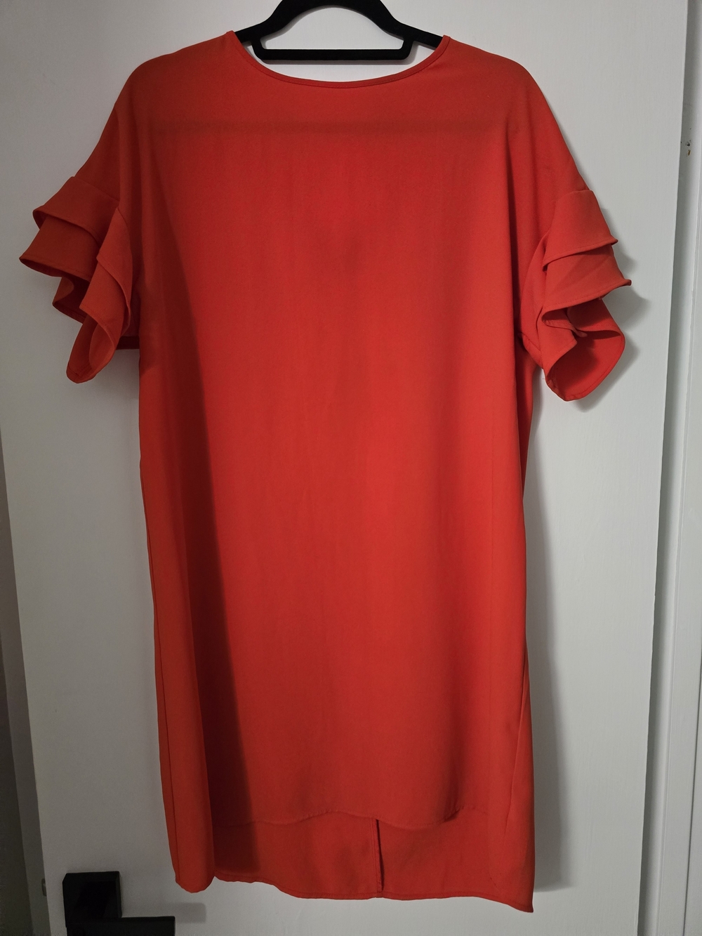 Maurices Orange Red Ruffle Sleeve Midi Dress